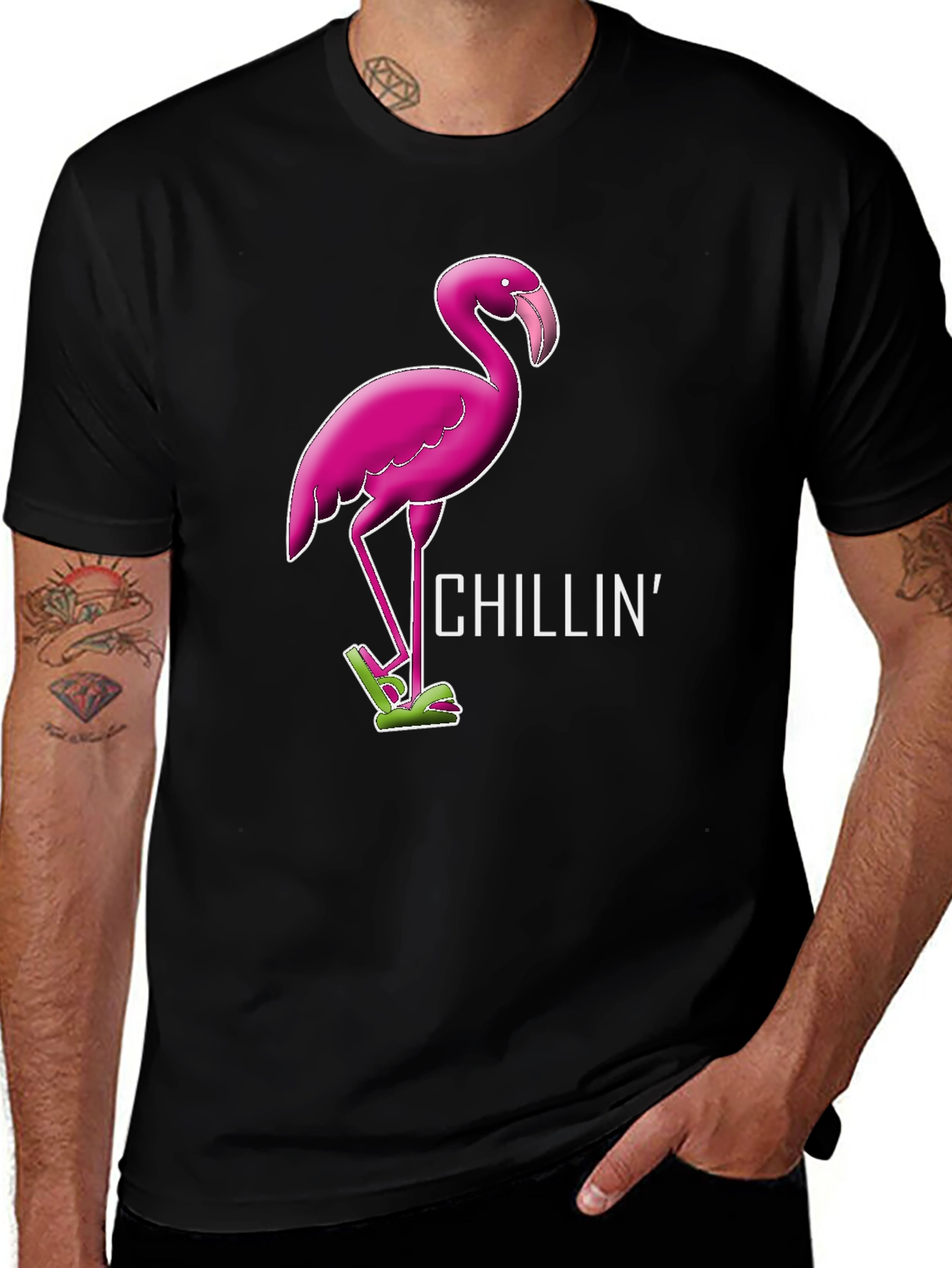 Chillin Flamingo Graphic Tee - Relaxed Style