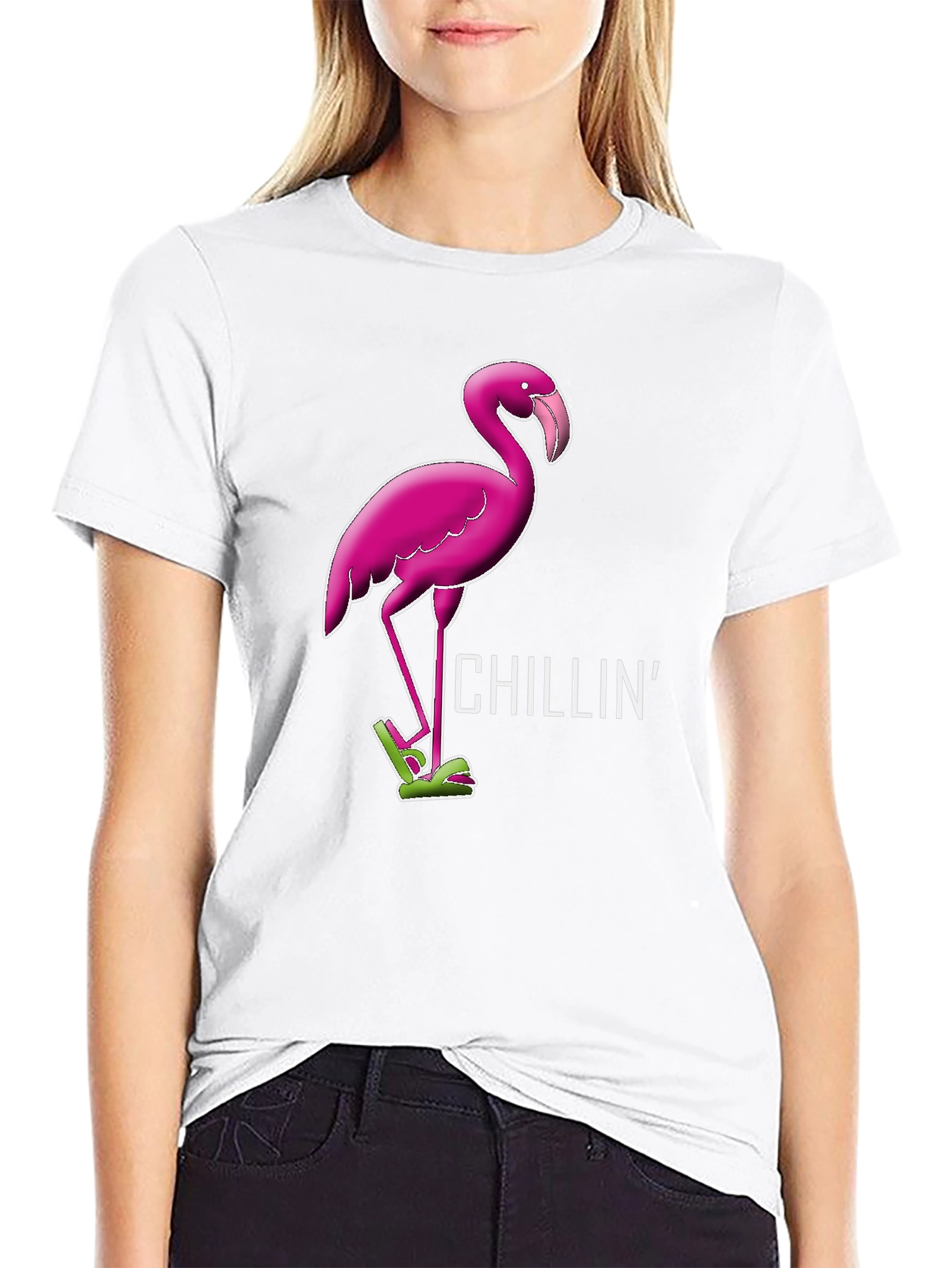 Chillin Flamingo Graphic Tee - Relaxed Style