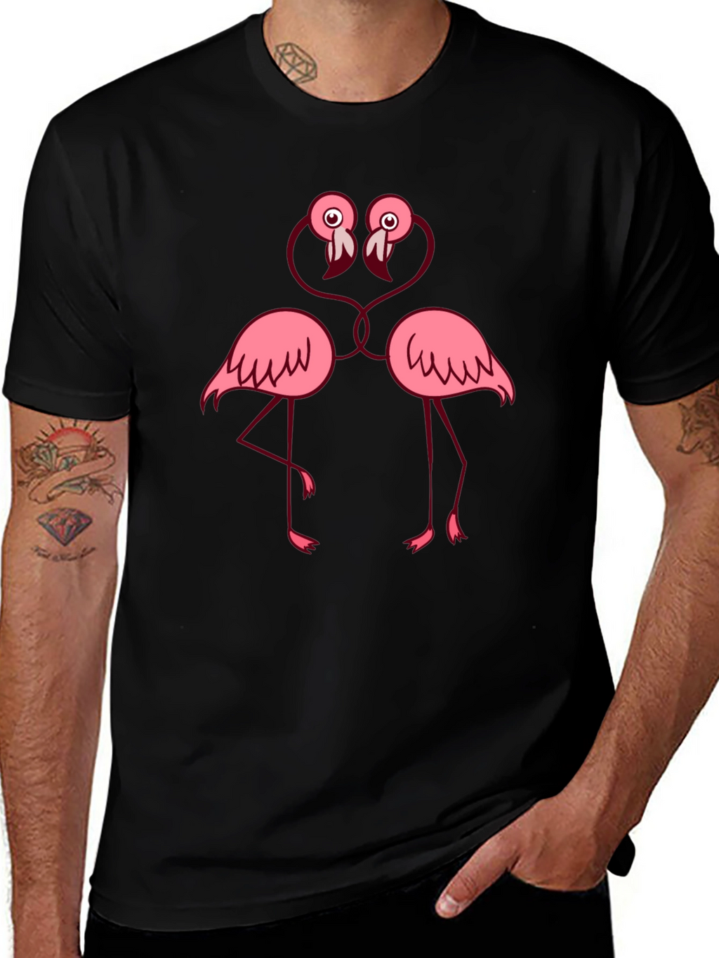 Fun Flamingo Lovers T-Shirt - Black