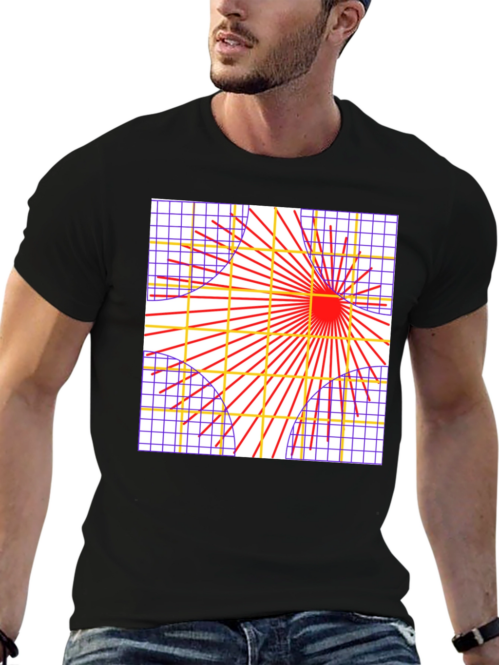 Geometric Grid Graphic Tee