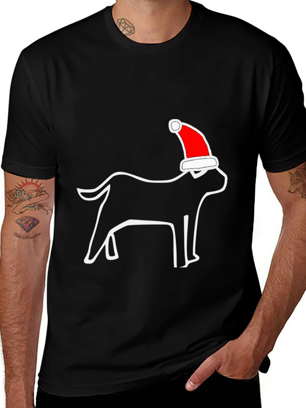 Christmas Dog Santa Hat T-Shirt – Festive Dog Lover Graphic Tee