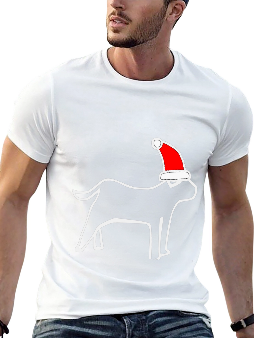 Christmas Dog Santa Hat T-Shirt – Festive Dog Lover Graphic Tee