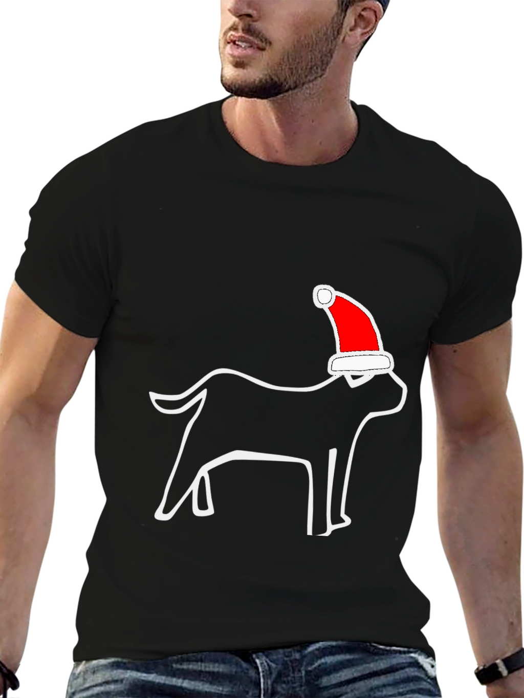 Christmas Dog Santa Hat T-Shirt – Festive Dog Lover Graphic Tee