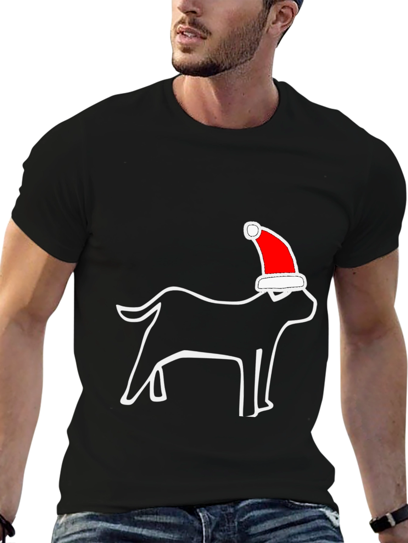 Christmas Dog Santa Hat T-Shirt – Festive Dog Lover Graphic Tee