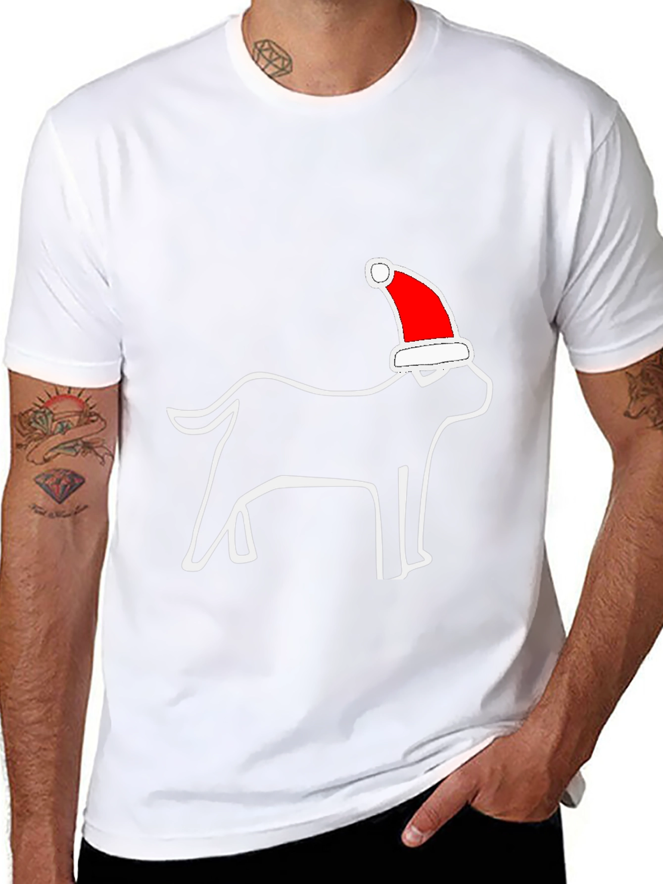 Christmas Dog Santa Hat T-Shirt – Festive Dog Lover Graphic Tee