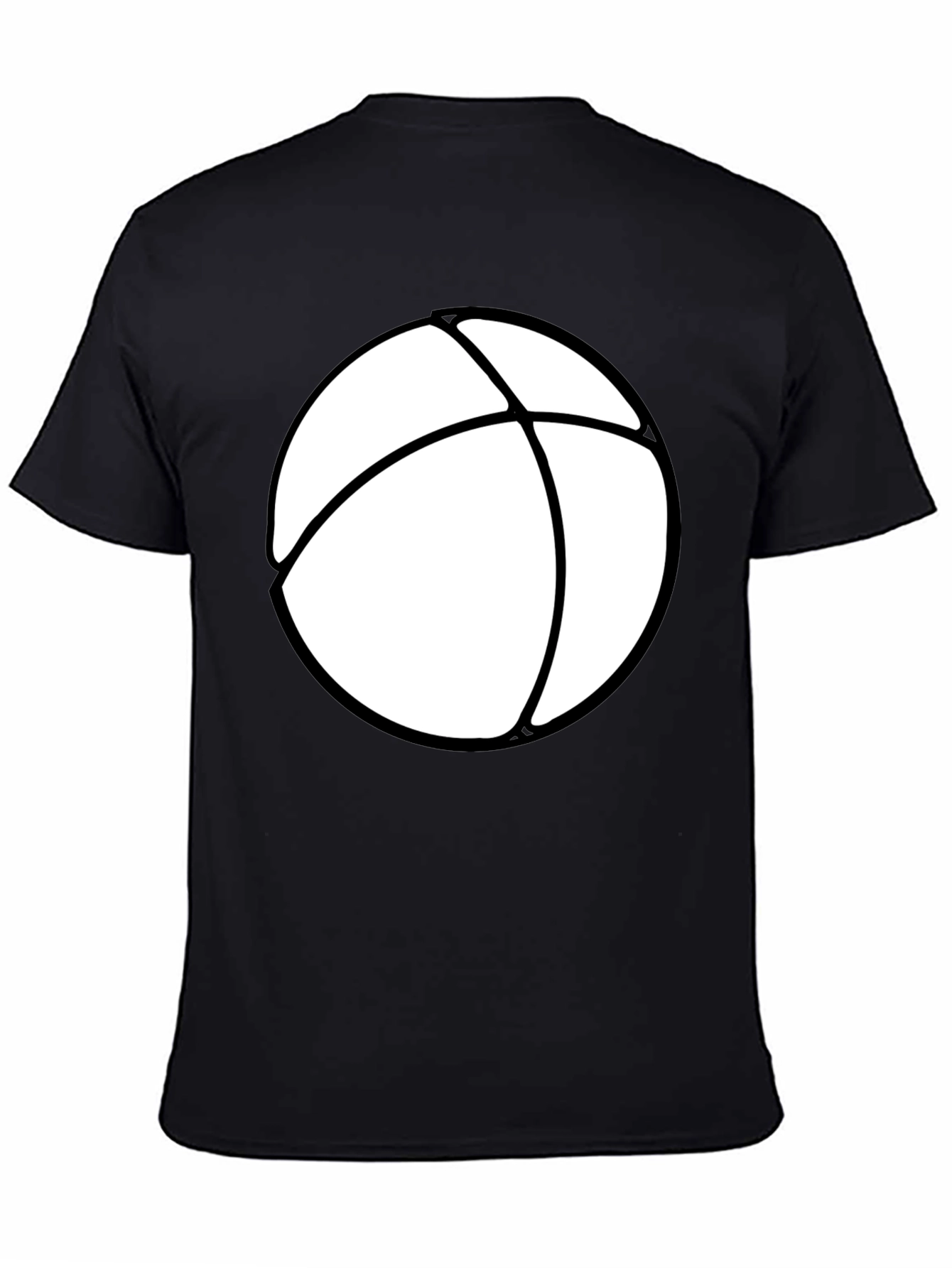 Mens Black T-Shirt with White Beach Ball Design