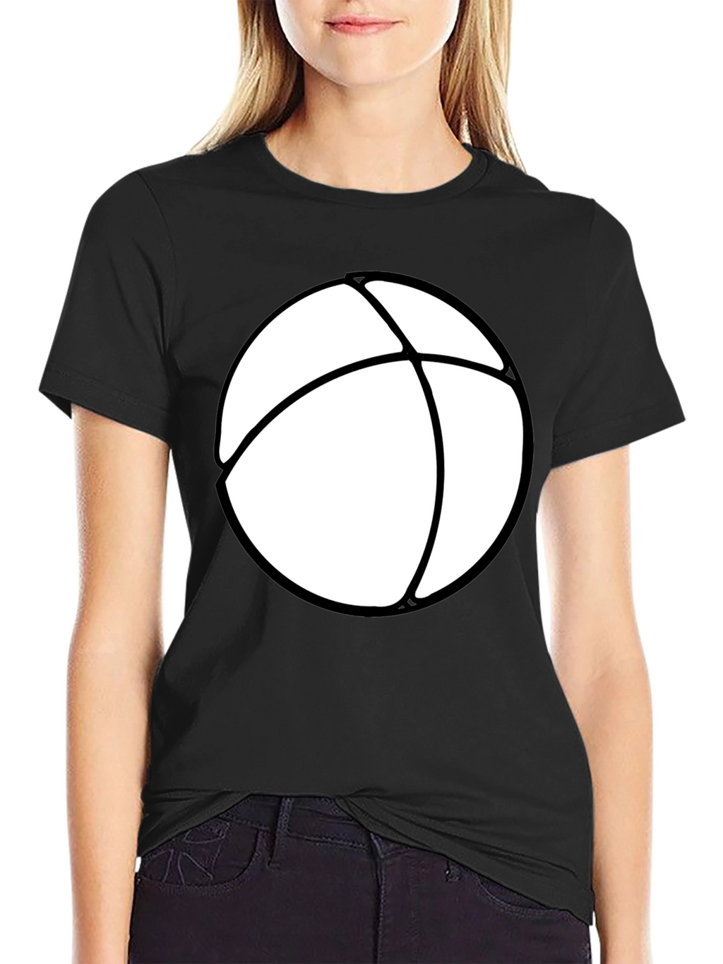 Mens Black T-Shirt with White Beach Ball Design