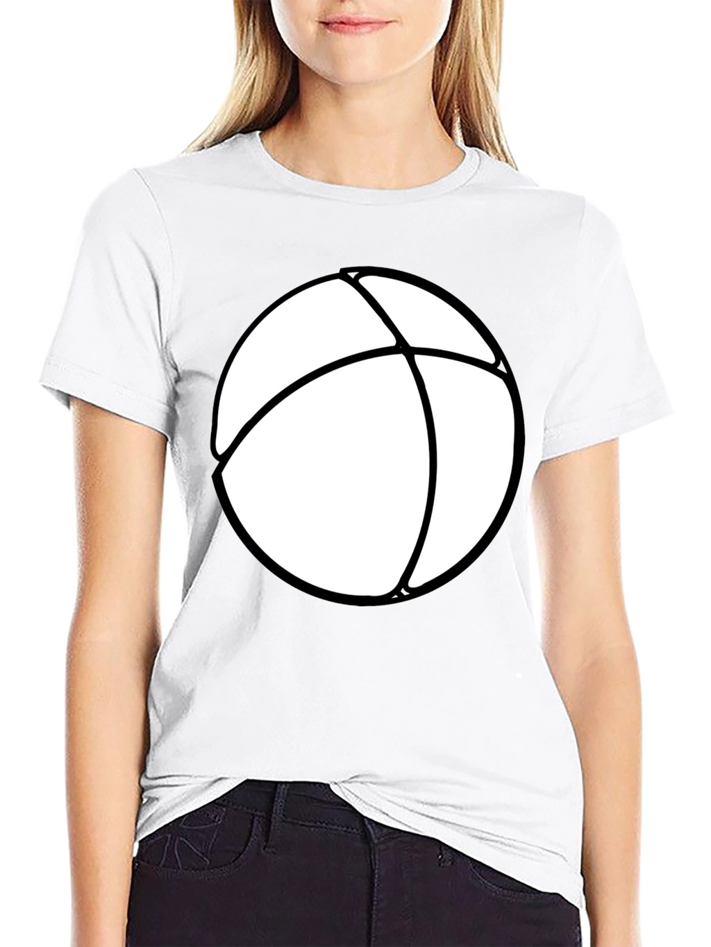 Mens Black T-Shirt with White Beach Ball Design