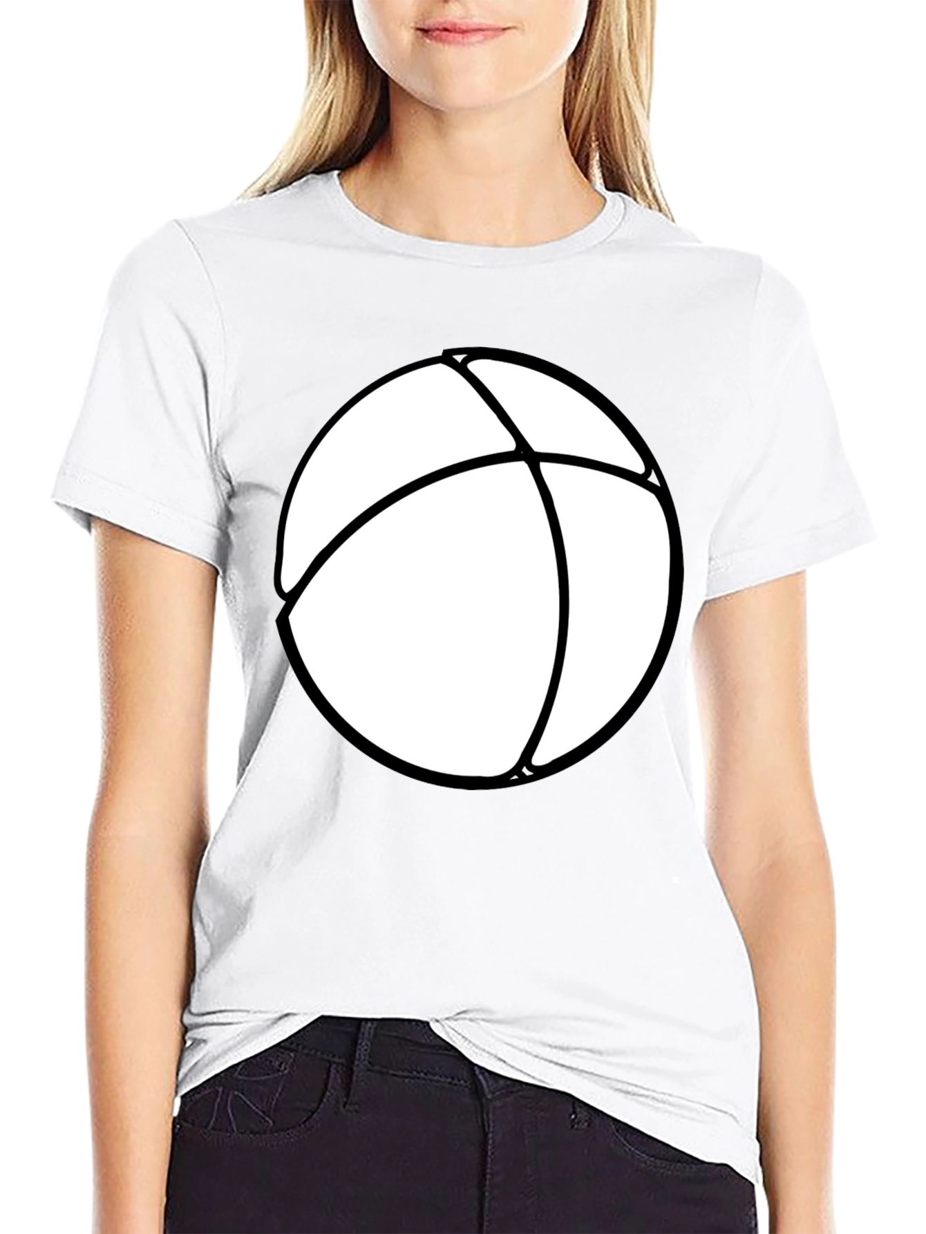 Mens Black T-Shirt with White Beach Ball Design