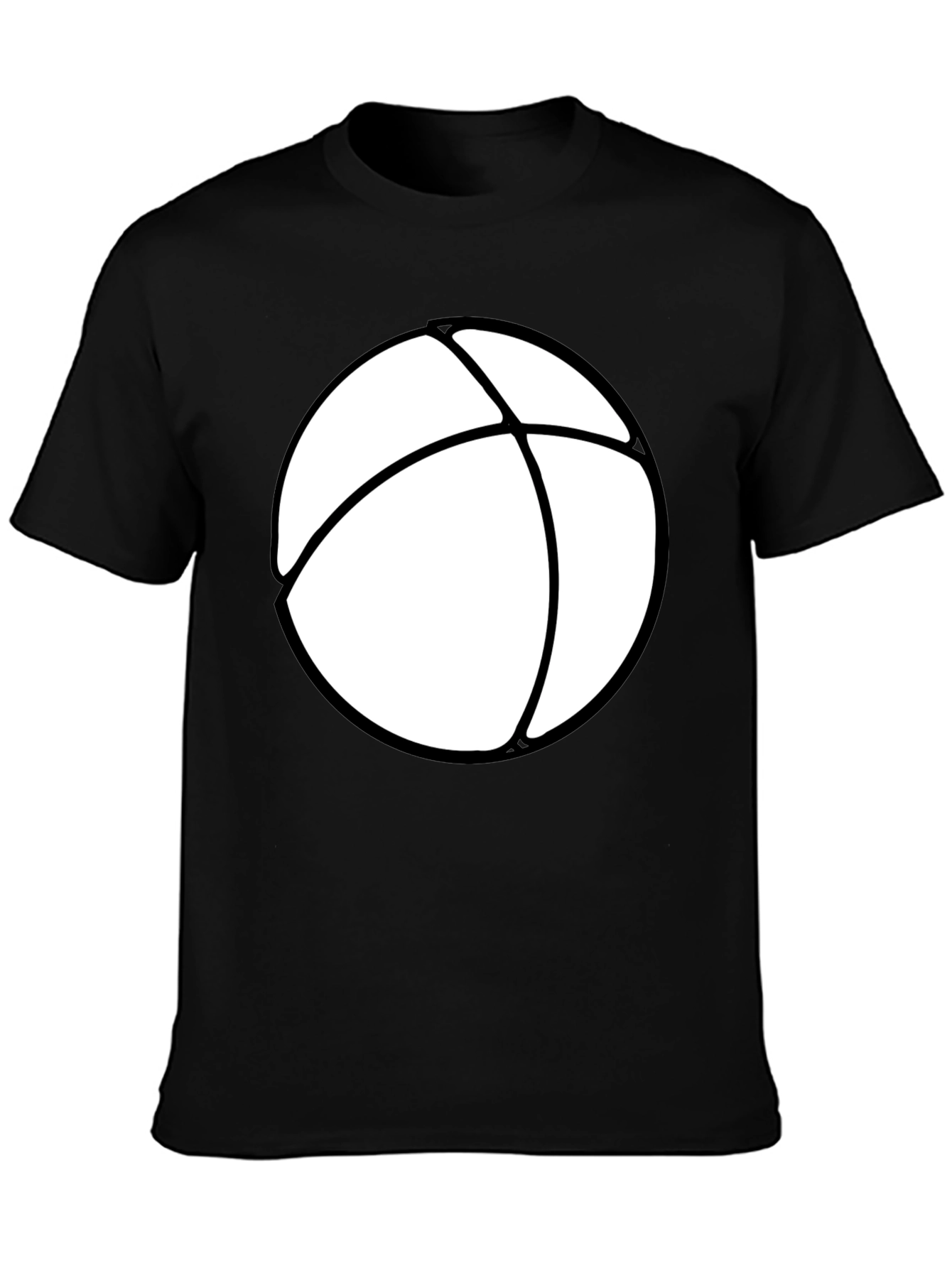 Mens Black T-Shirt with White Beach Ball Design