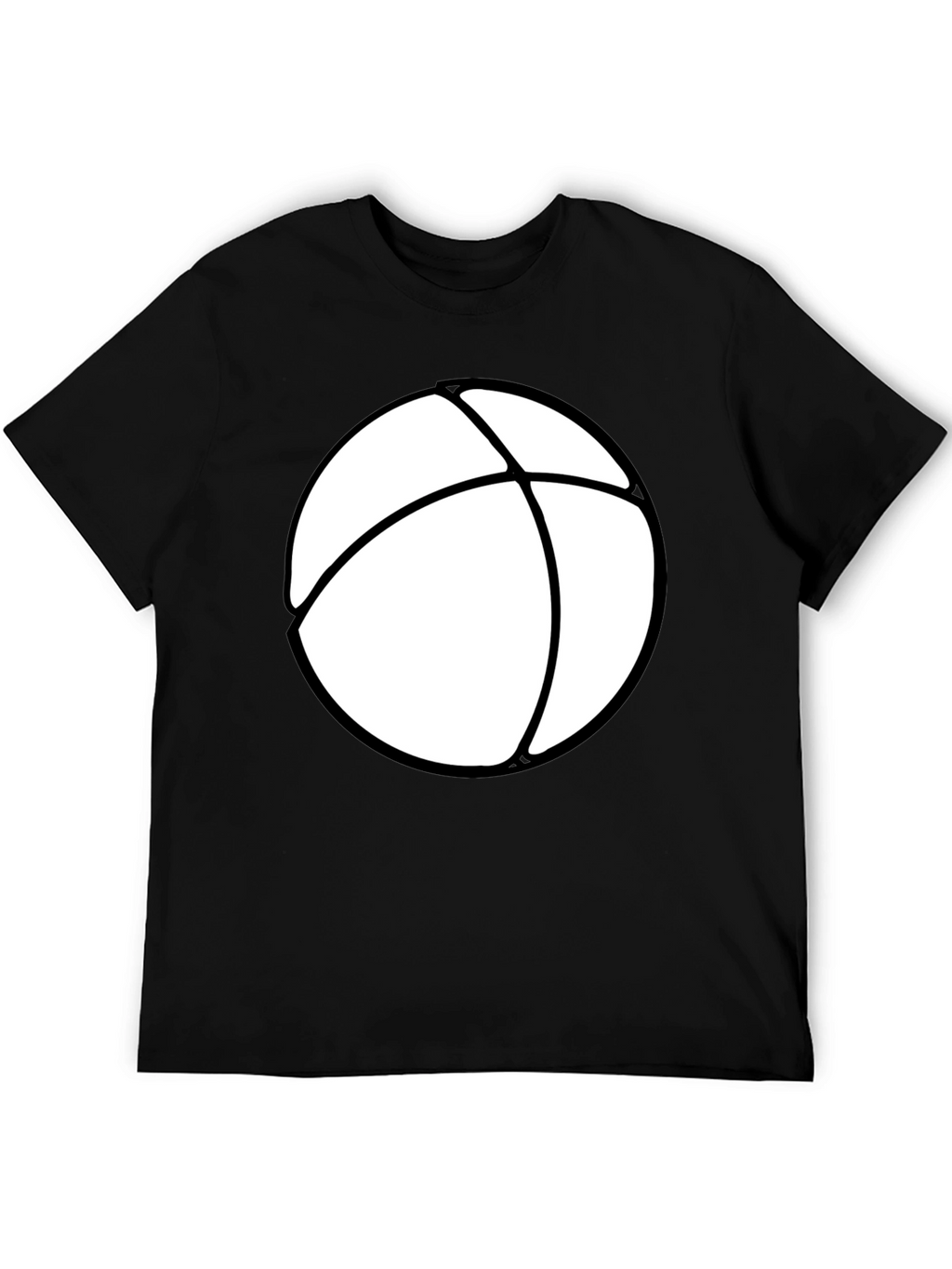 Mens Black T-Shirt with White Beach Ball Design