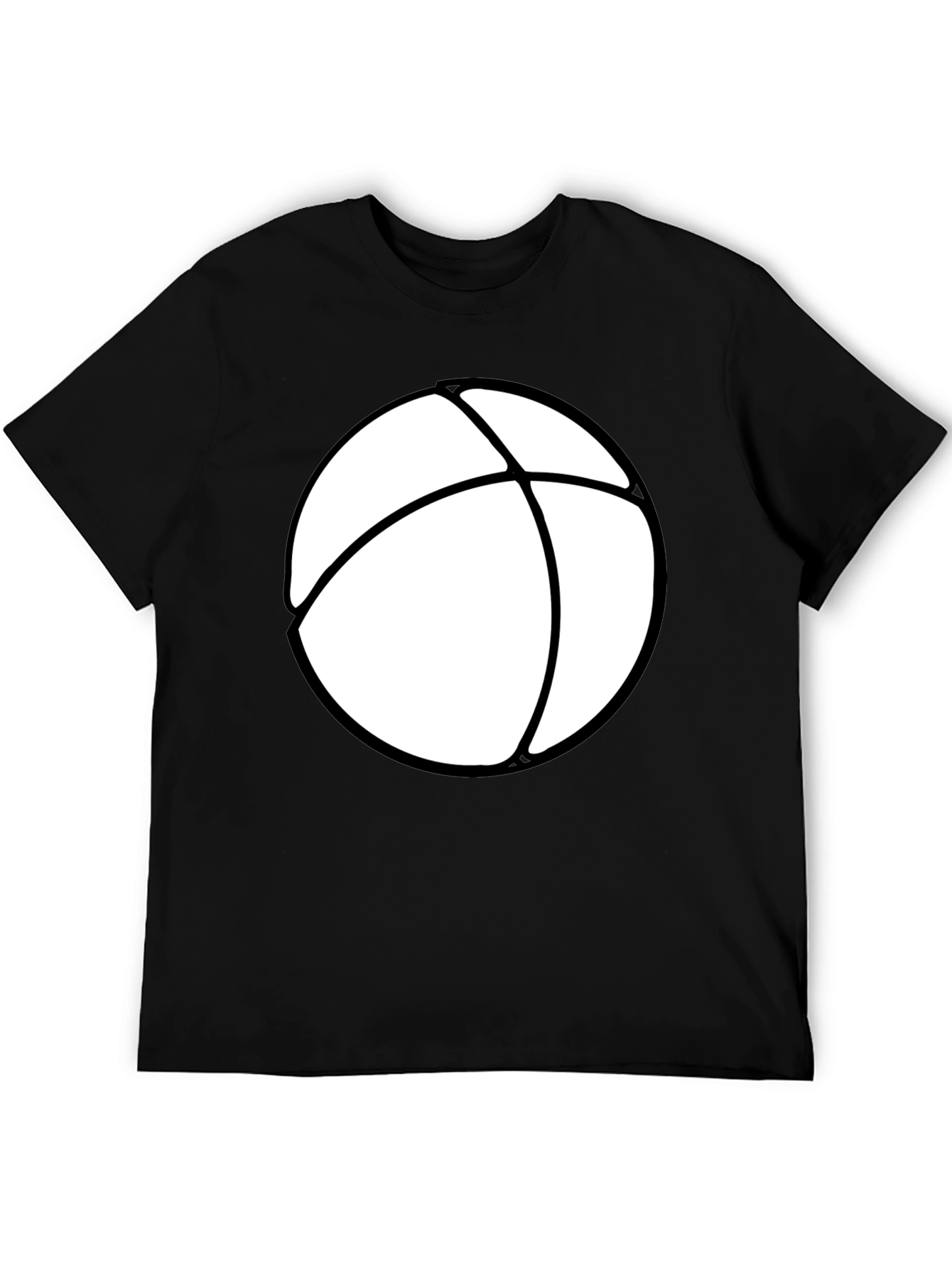 Mens Black T-Shirt with White Beach Ball Design