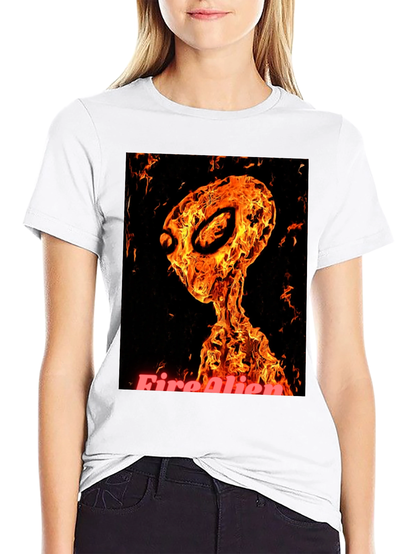 Fiery Alien Graphic T-Shirt - Black