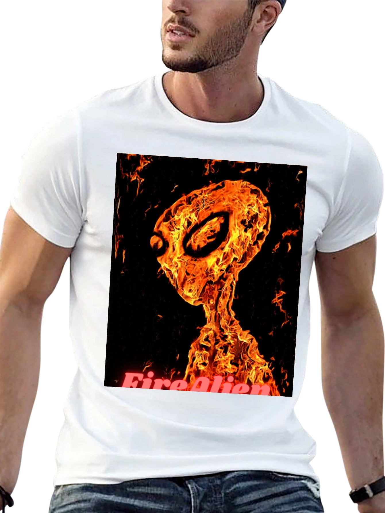 Fiery Alien Graphic T-Shirt - Black
