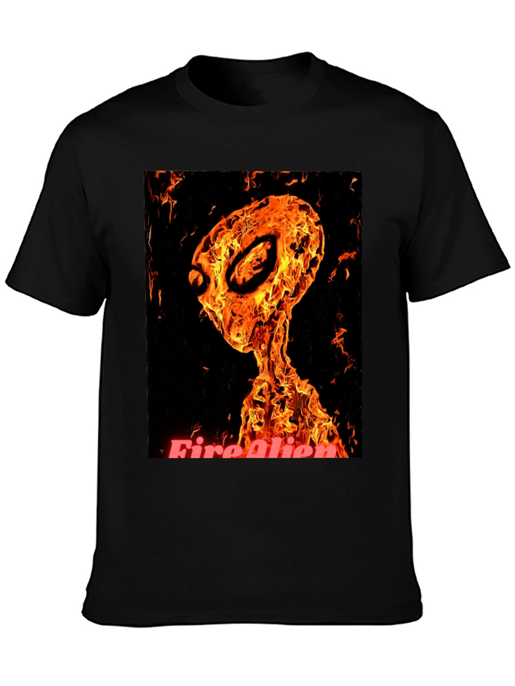 Fiery Alien Graphic T-Shirt - Black