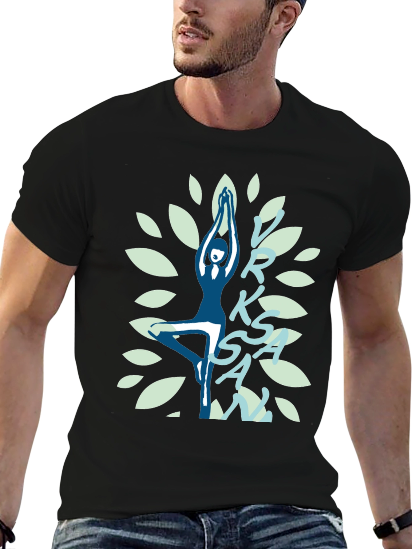 Yoga Tree Pose Graphic T-Shirt - Black