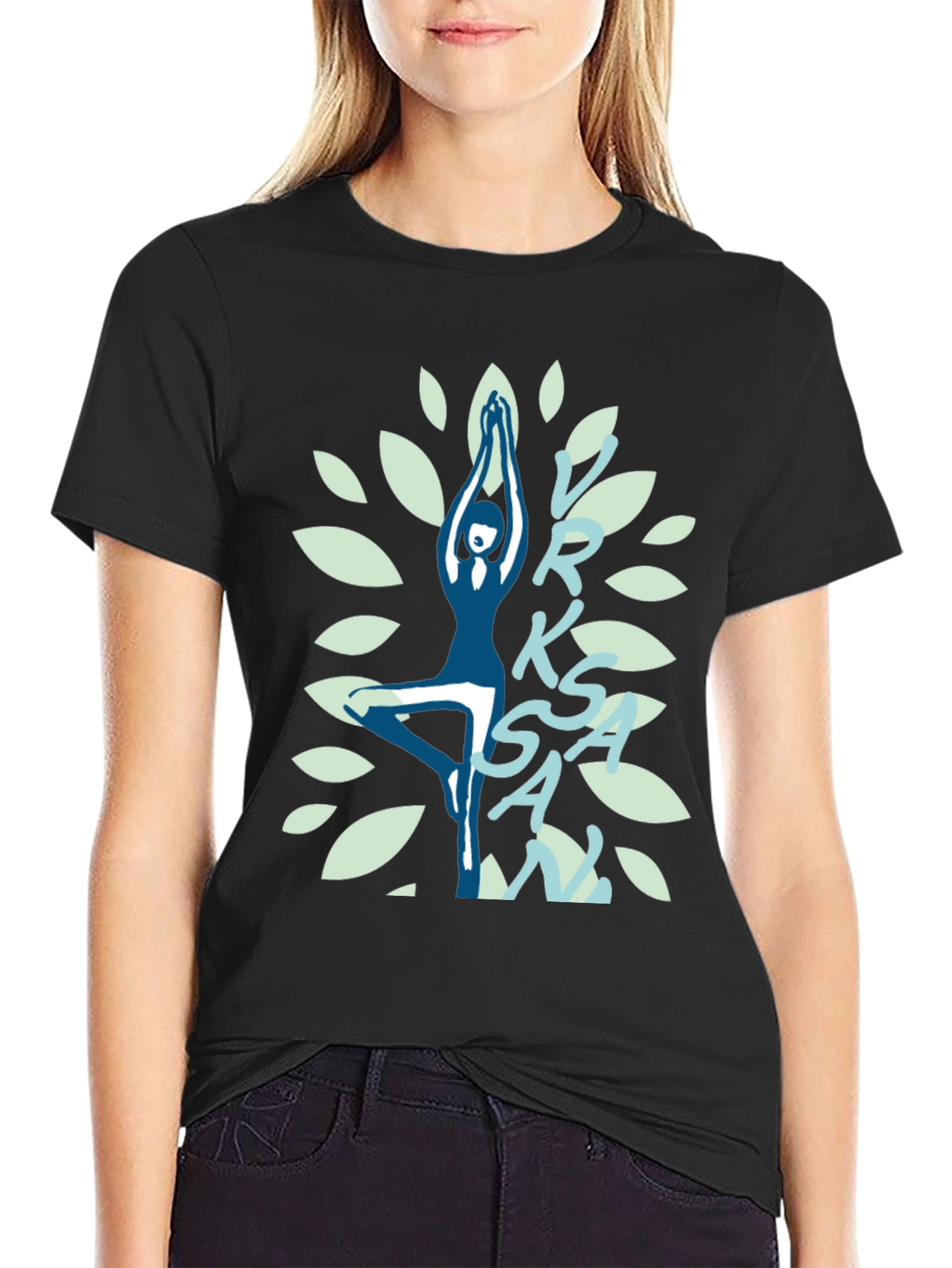 Yoga Tree Pose Graphic T-Shirt - Black