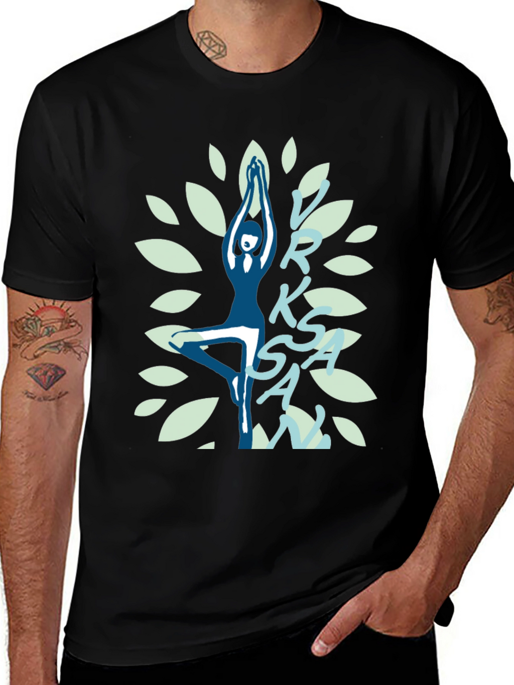 Yoga Tree Pose Graphic T-Shirt - Black
