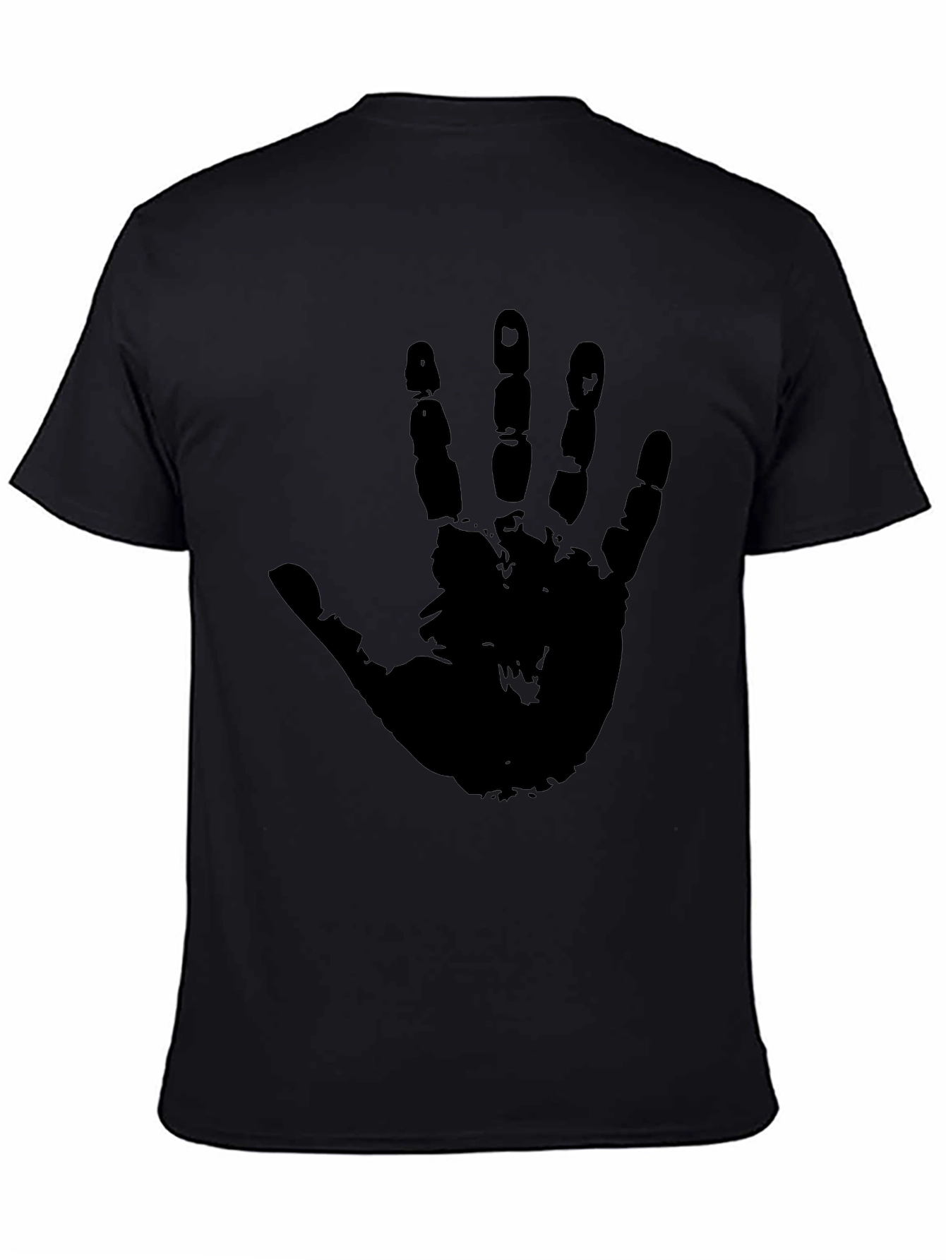 Handprint Graphic Tee - Bold Black Cotton T-Shirt