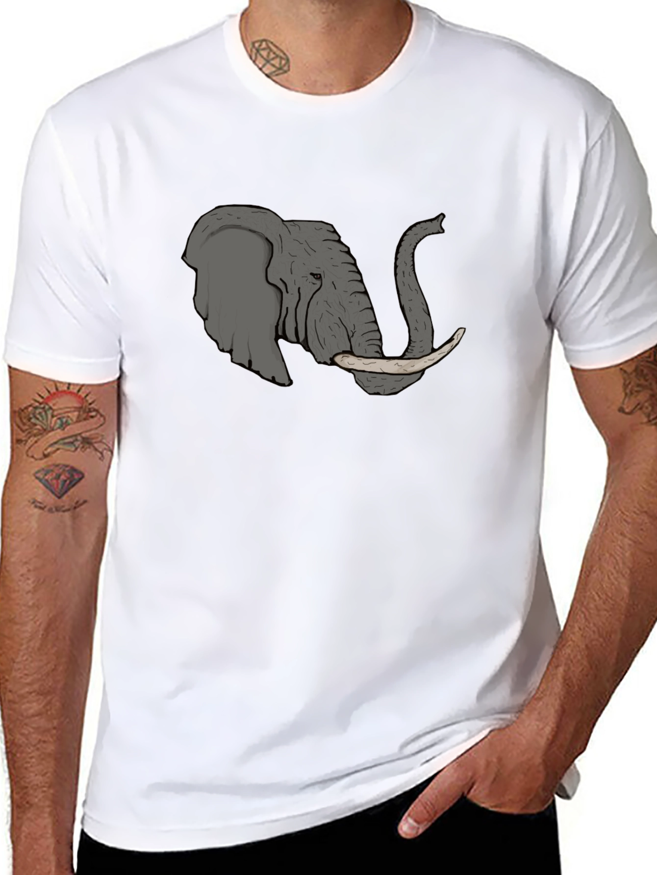Elephant Graphic Tee - Black Cotton T-Shirt