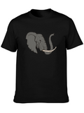 Elephant Graphic Tee - Black Cotton T-Shirt