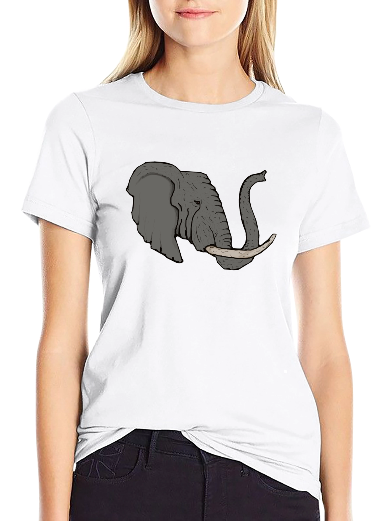 Elephant Graphic Tee - Black Cotton T-Shirt
