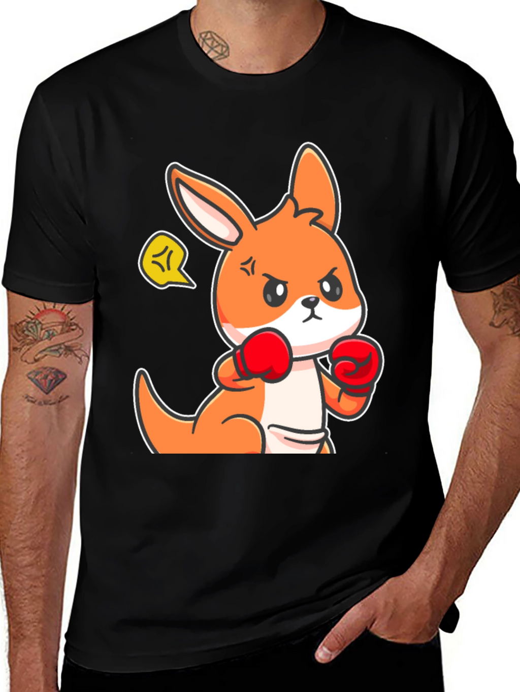 Boxing Kangaroo Graphic Tee - Black