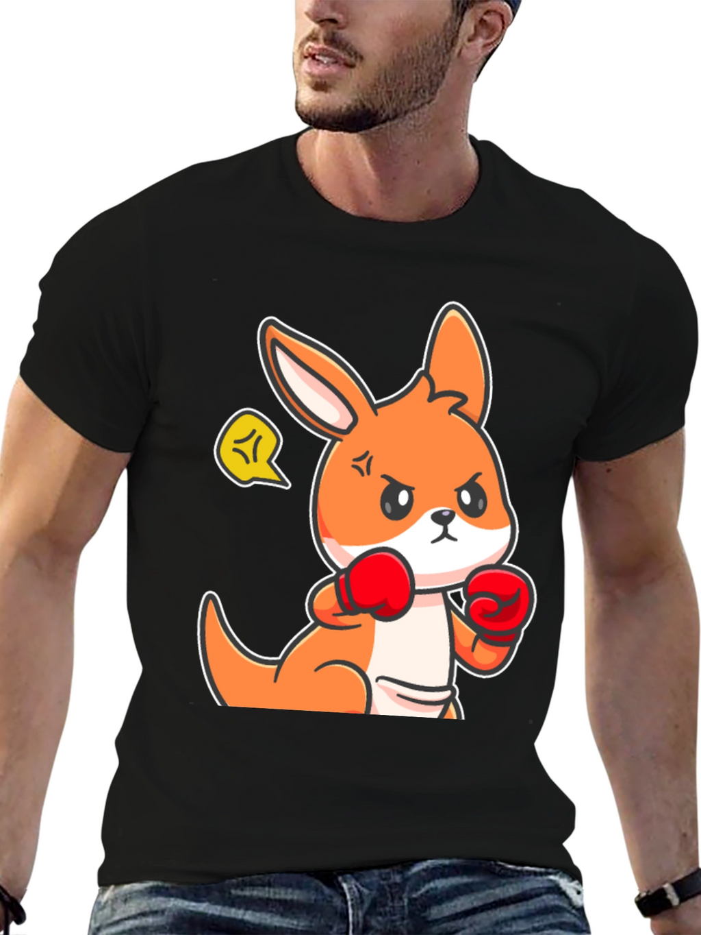 Boxing Kangaroo Graphic Tee - Black