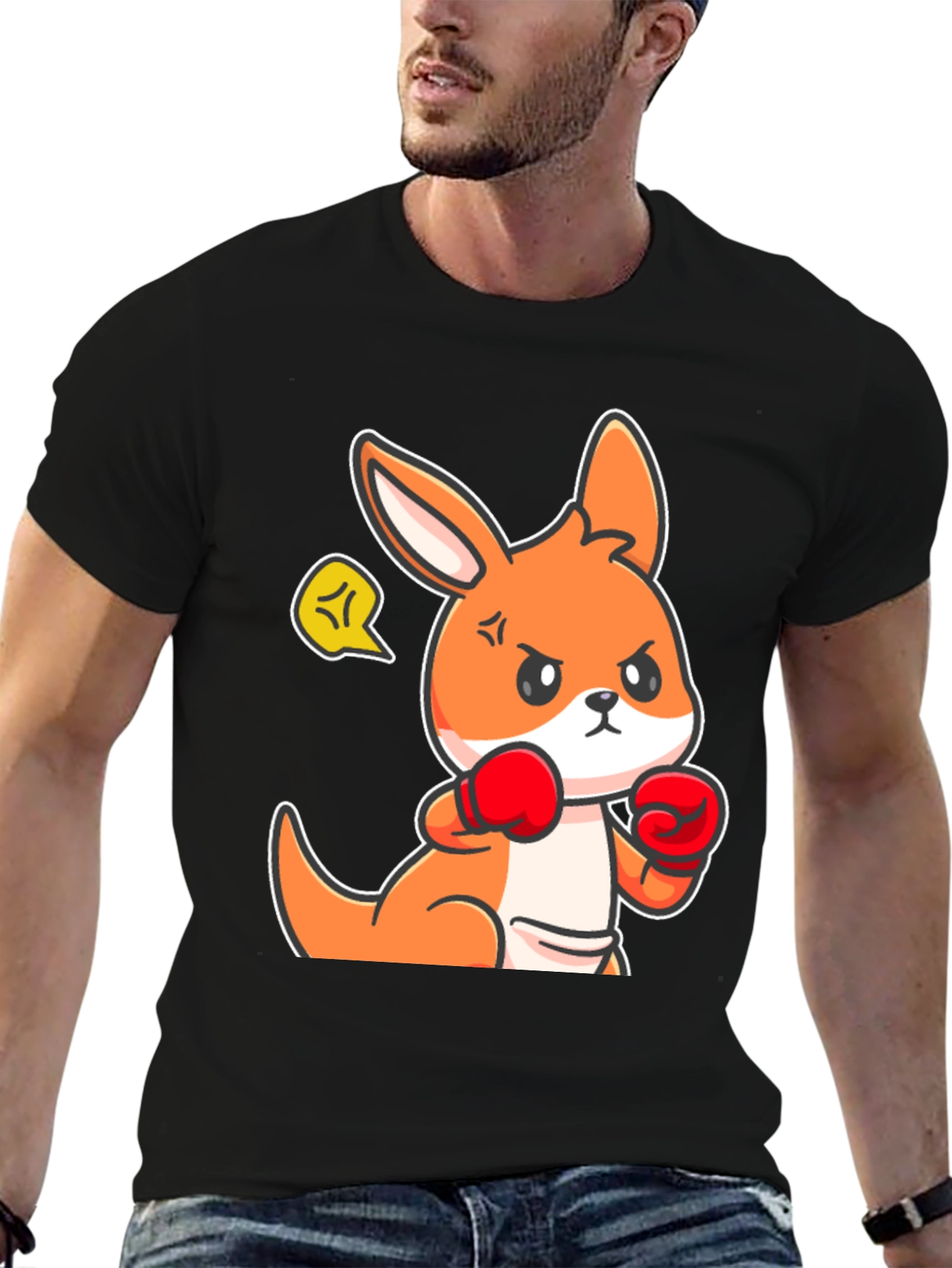 Boxing Kangaroo Graphic Tee - Black