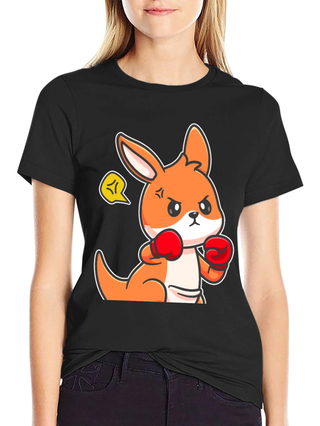 Boxing Kangaroo Graphic Tee - Black