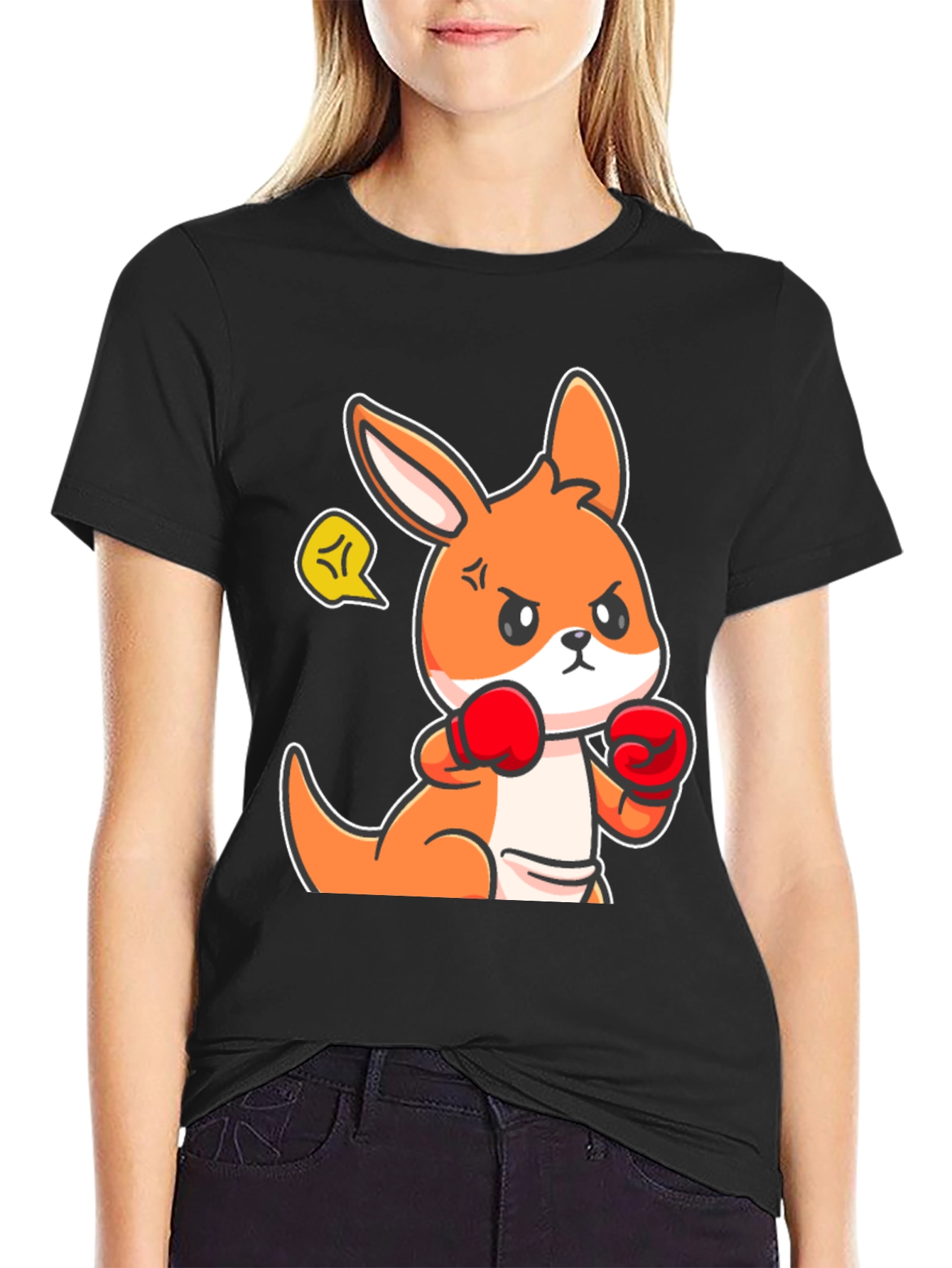 Boxing Kangaroo Graphic Tee - Black