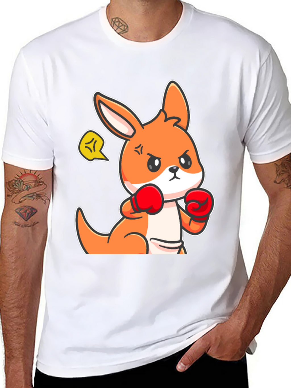 Boxing Kangaroo Graphic Tee - Black