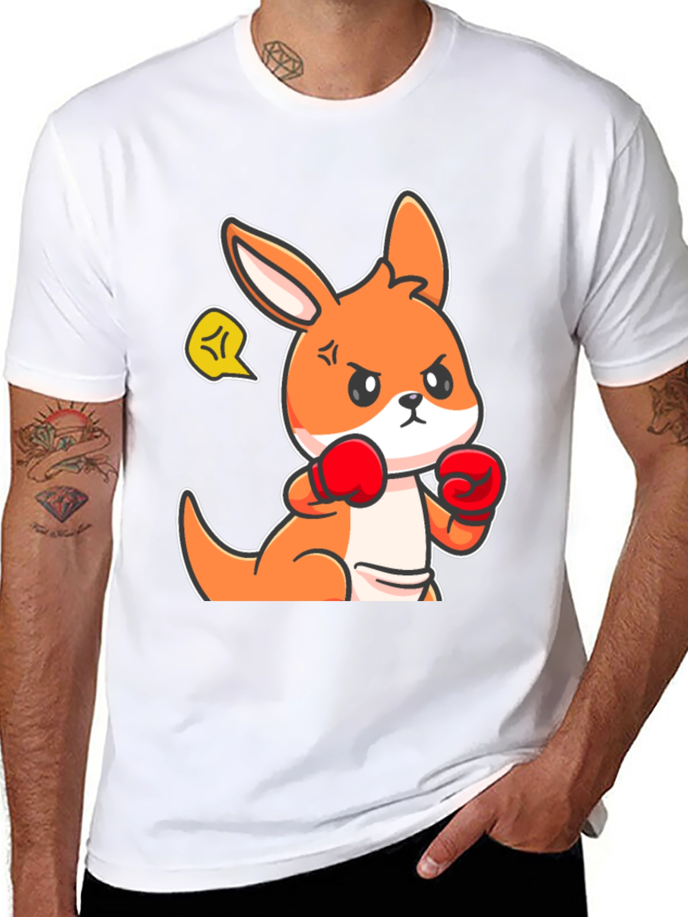 Boxing Kangaroo Graphic Tee - Black