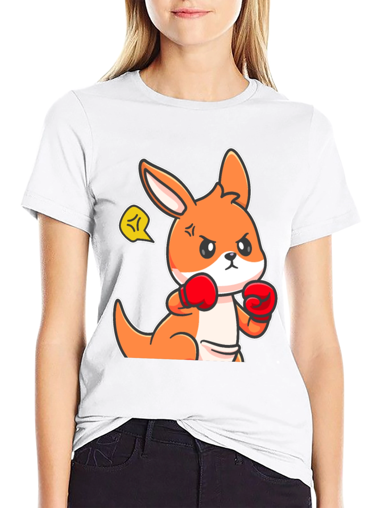 Boxing Kangaroo Graphic Tee - Black