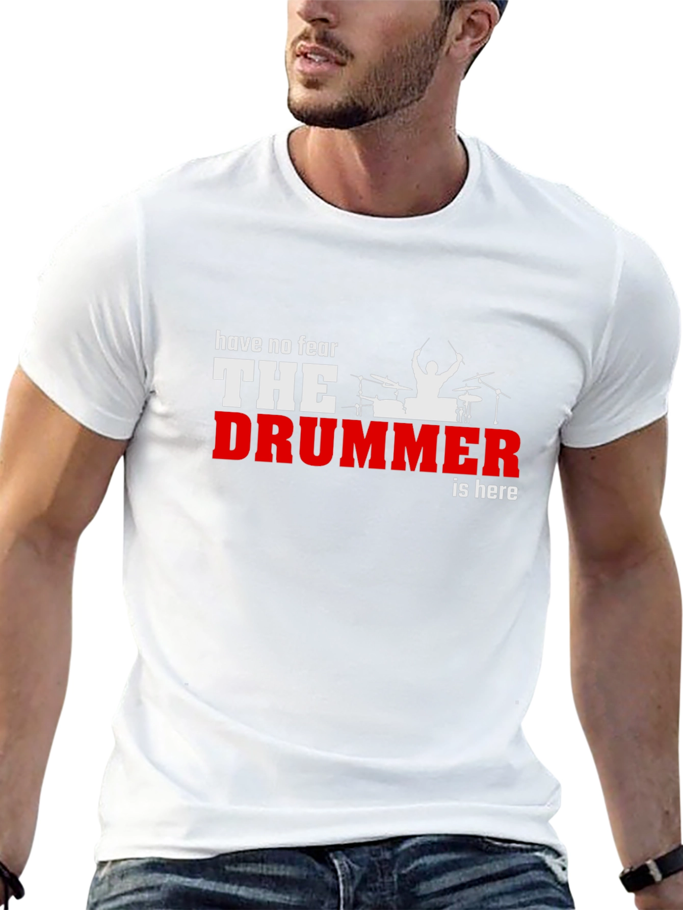 Have No Fear The Drummer is Here Black T-Shirt