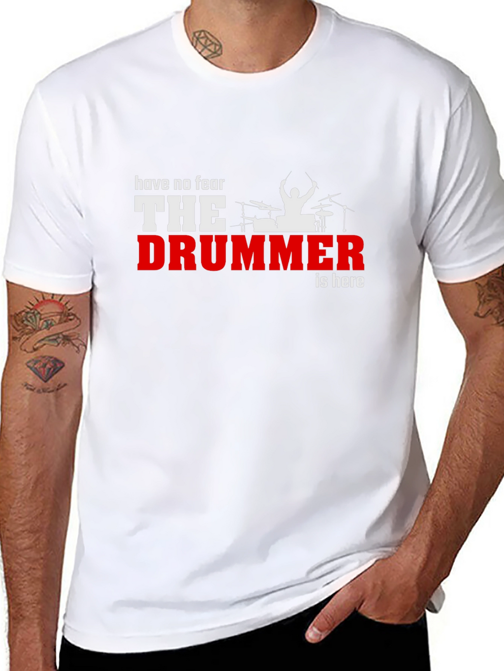 Have No Fear The Drummer is Here Black T-Shirt