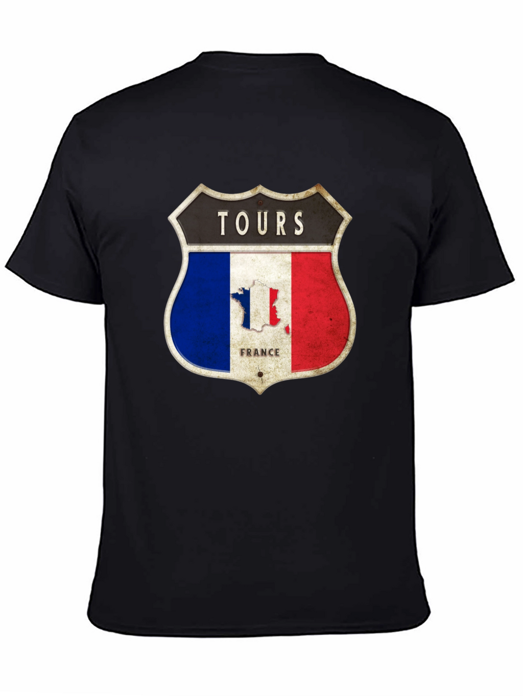 Tours France T-Shirt - French Flag Shield Design