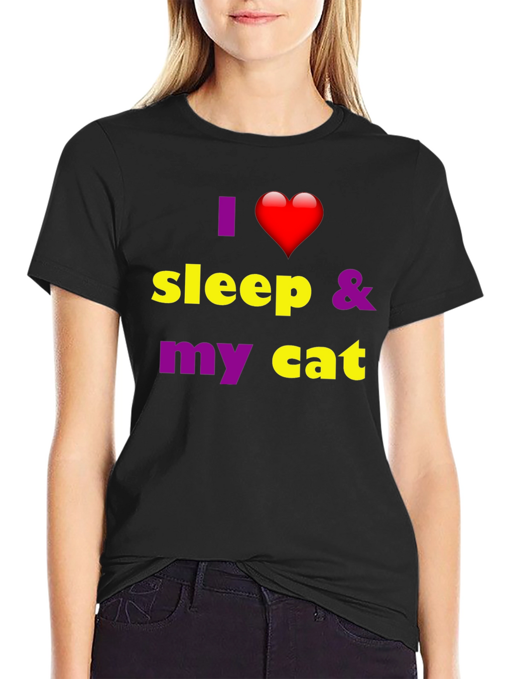 I Heart Sleep & My Cat Graphic T-Shirt