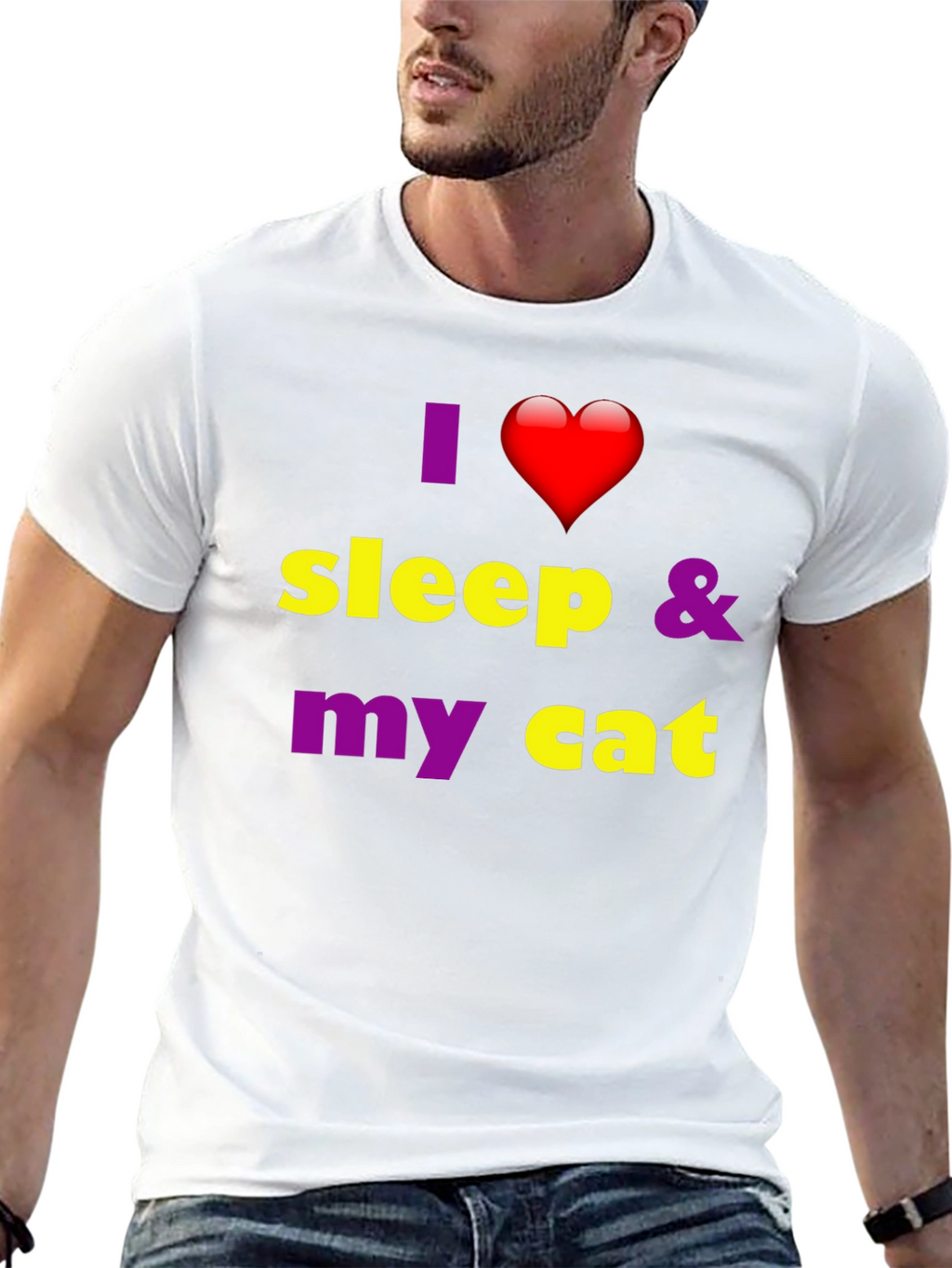 I Heart Sleep & My Cat Graphic T-Shirt