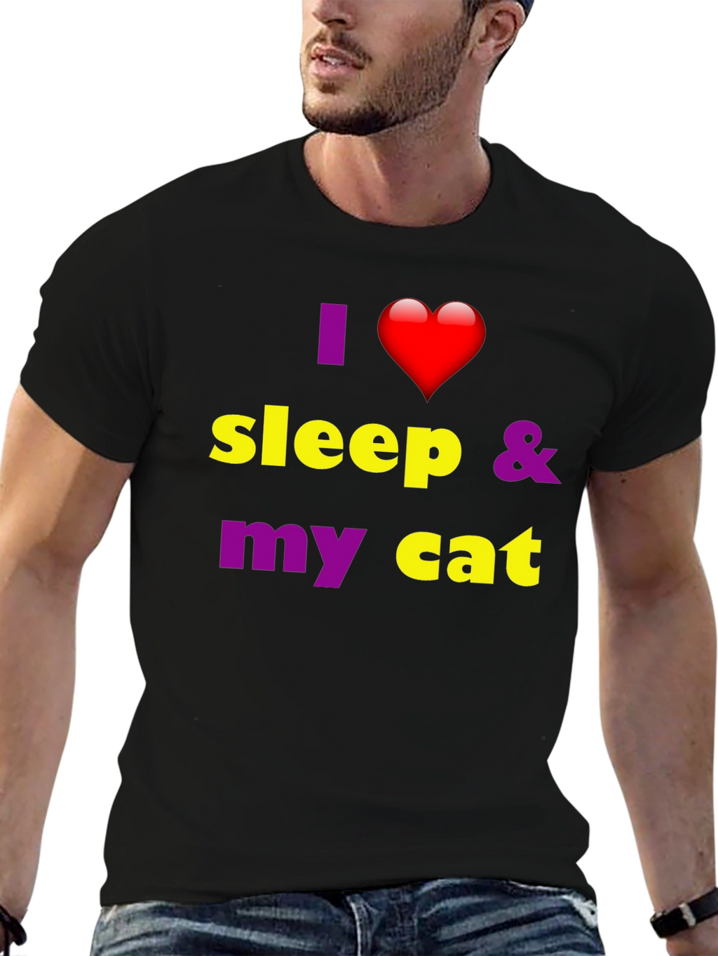 I Heart Sleep & My Cat Graphic T-Shirt
