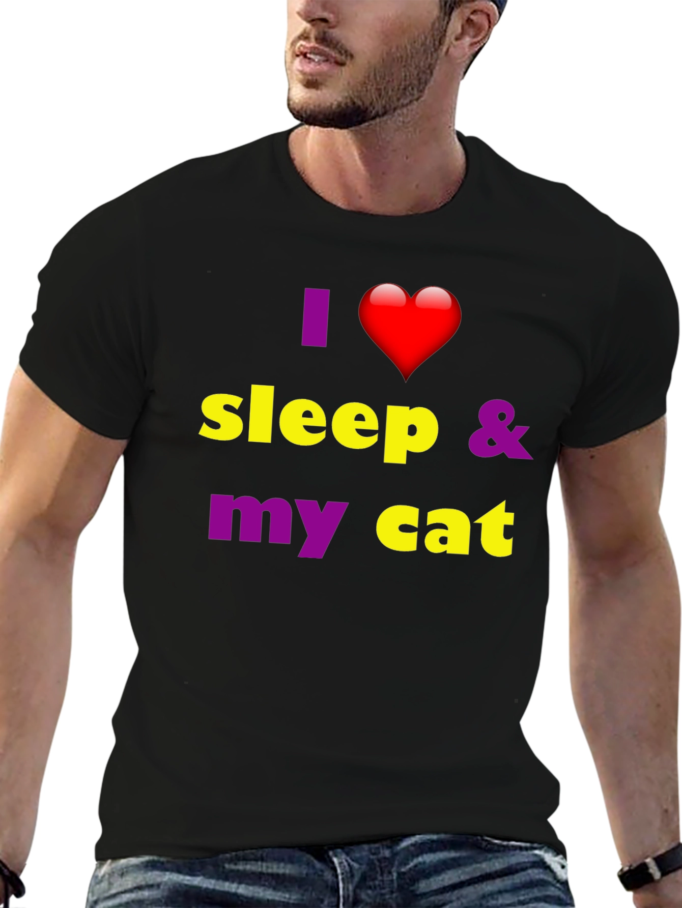 I Heart Sleep & My Cat Graphic T-Shirt