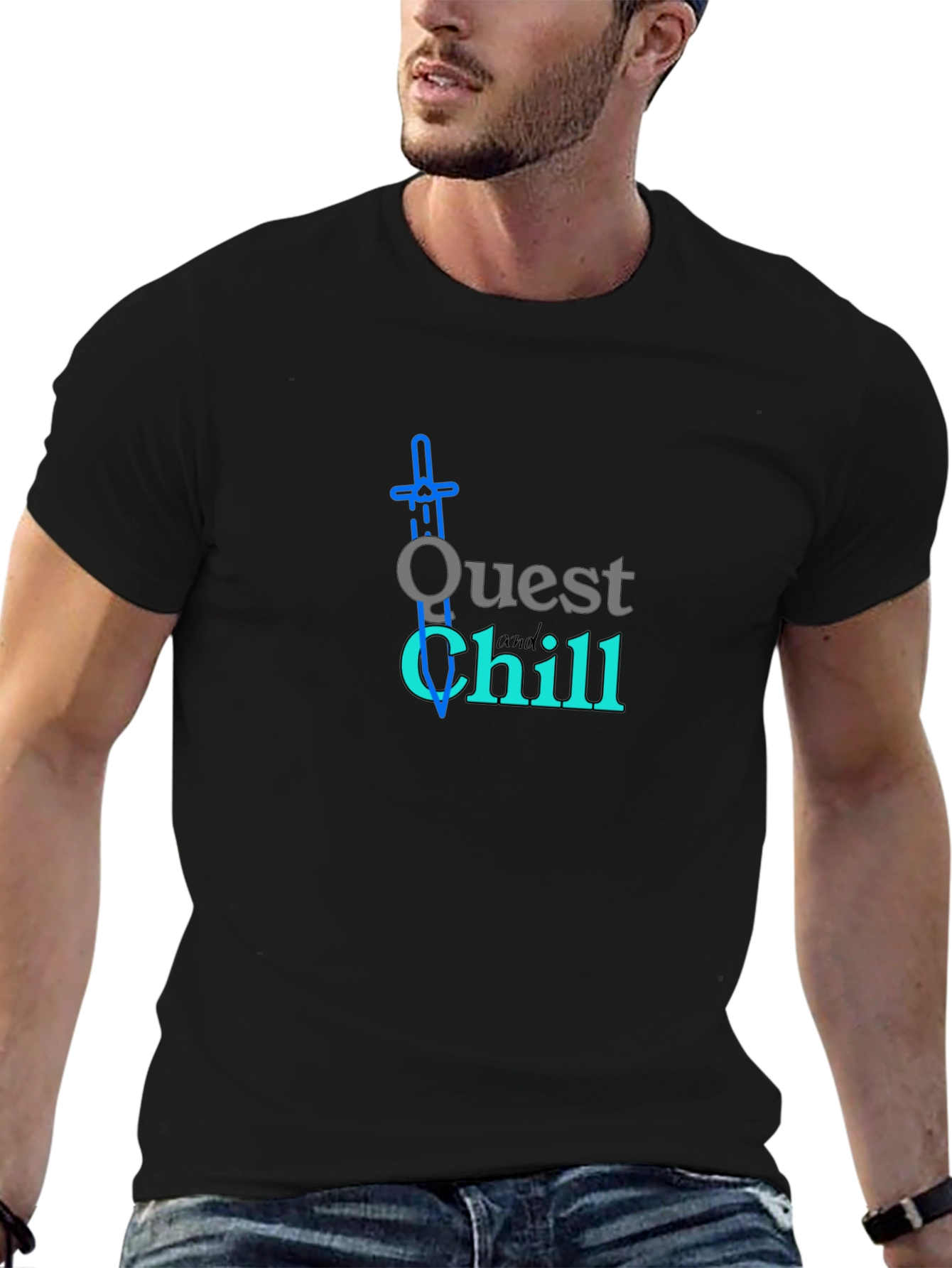 Quest and Chill Black Graphic Tee