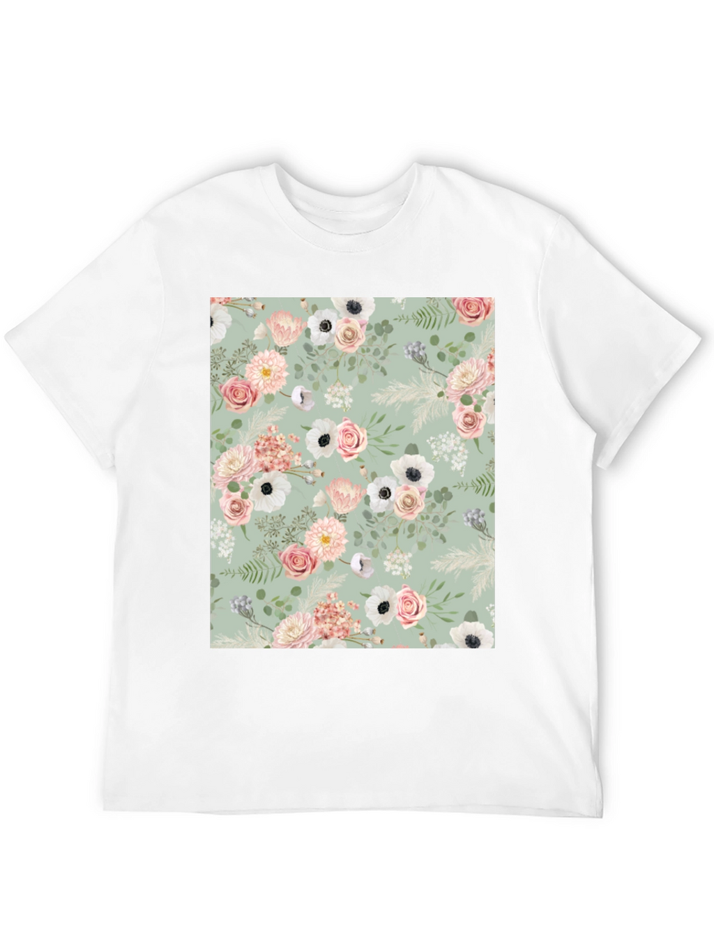 Floral Pattern Black Tee