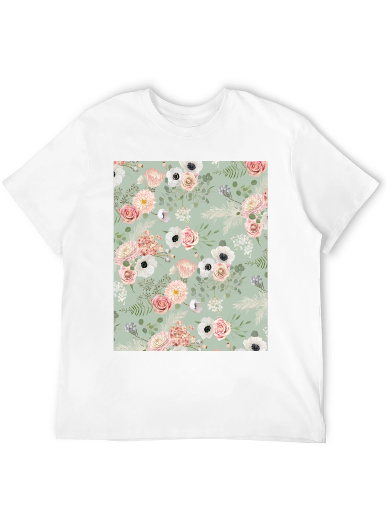 Floral Pattern Black Tee