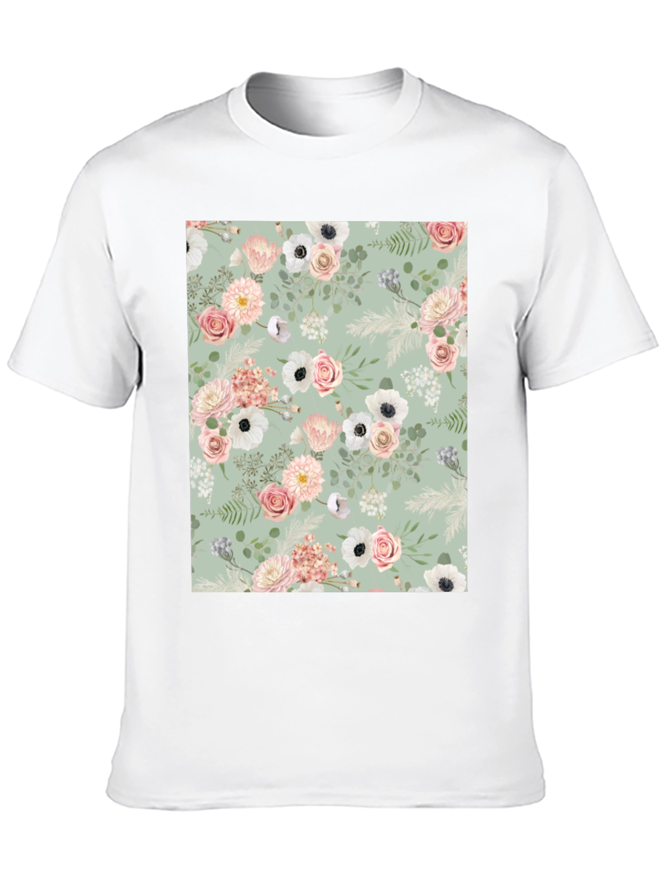 Floral Pattern Black Tee