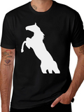 Black Horse Graphic Tee - Mens Casual T-Shirt