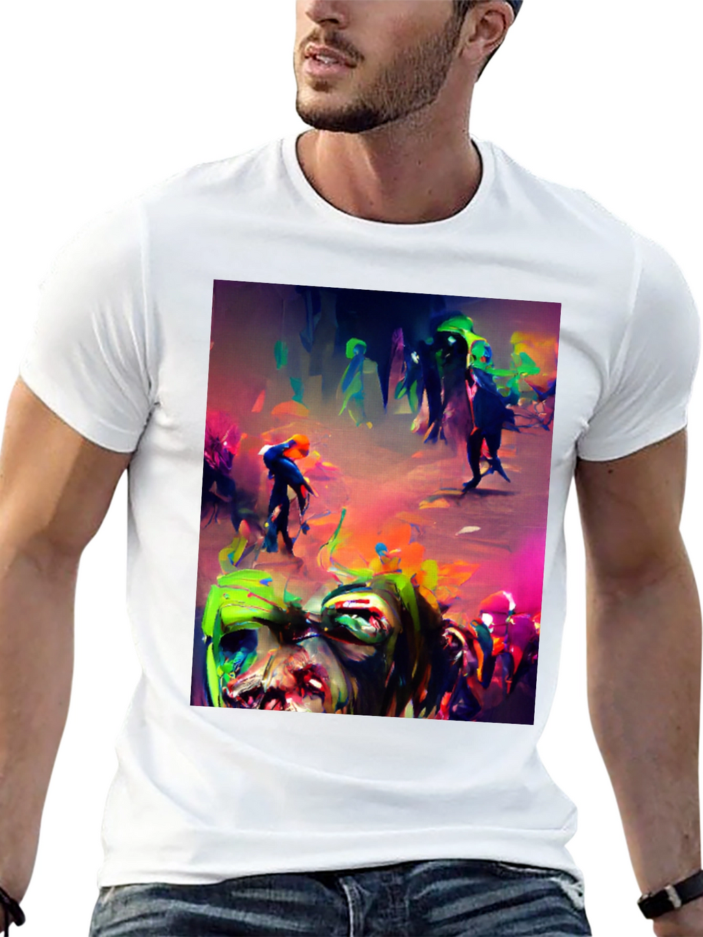 Zombie Art Graphic Print Black Tee