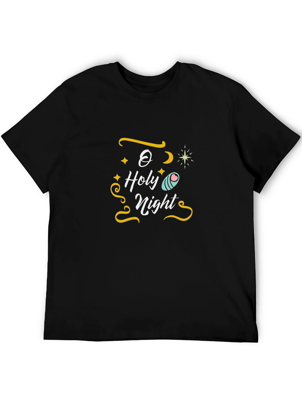 O Holy Night Graphic Tee - Black Cotton T-Shirt