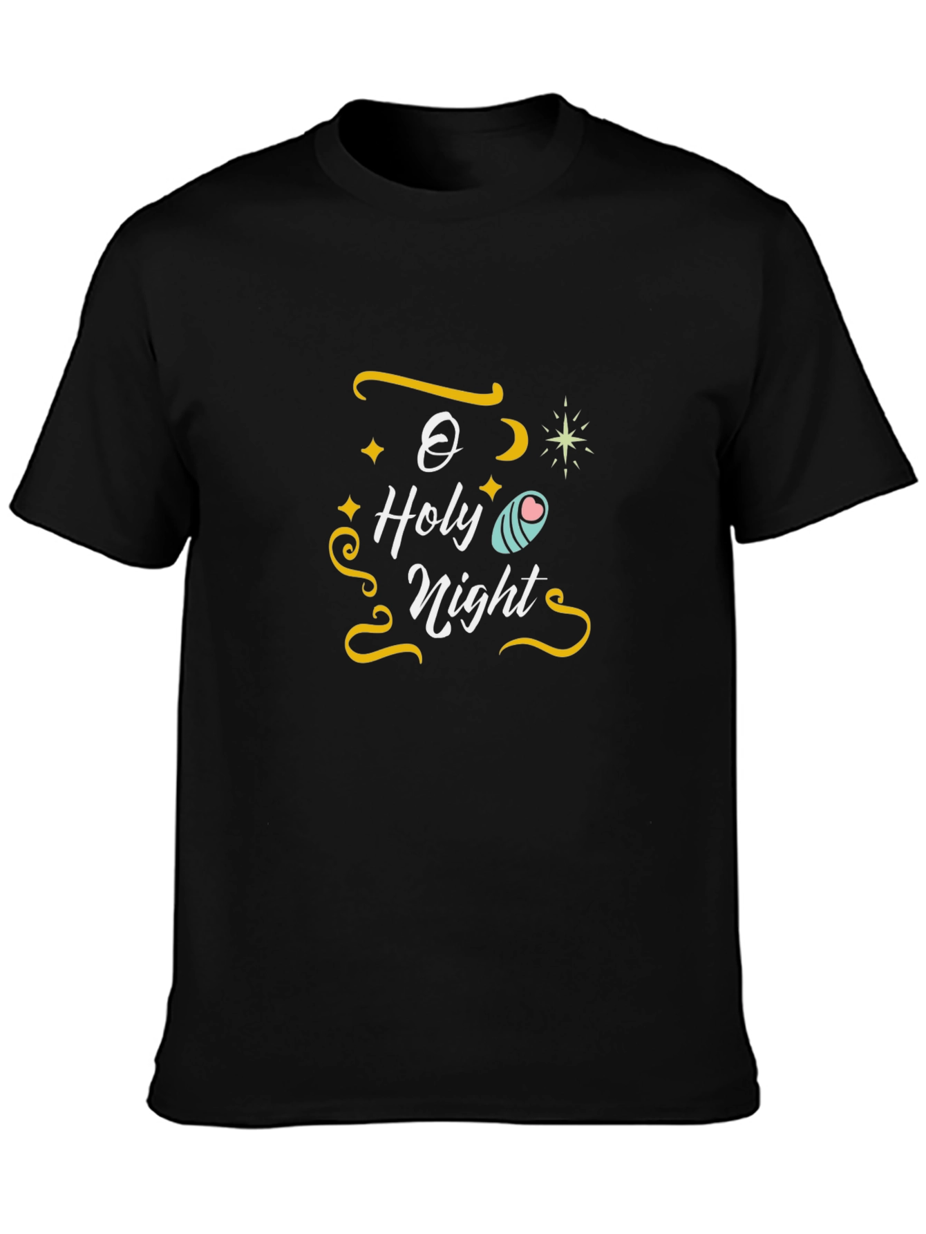 O Holy Night Graphic Tee - Black Cotton T-Shirt