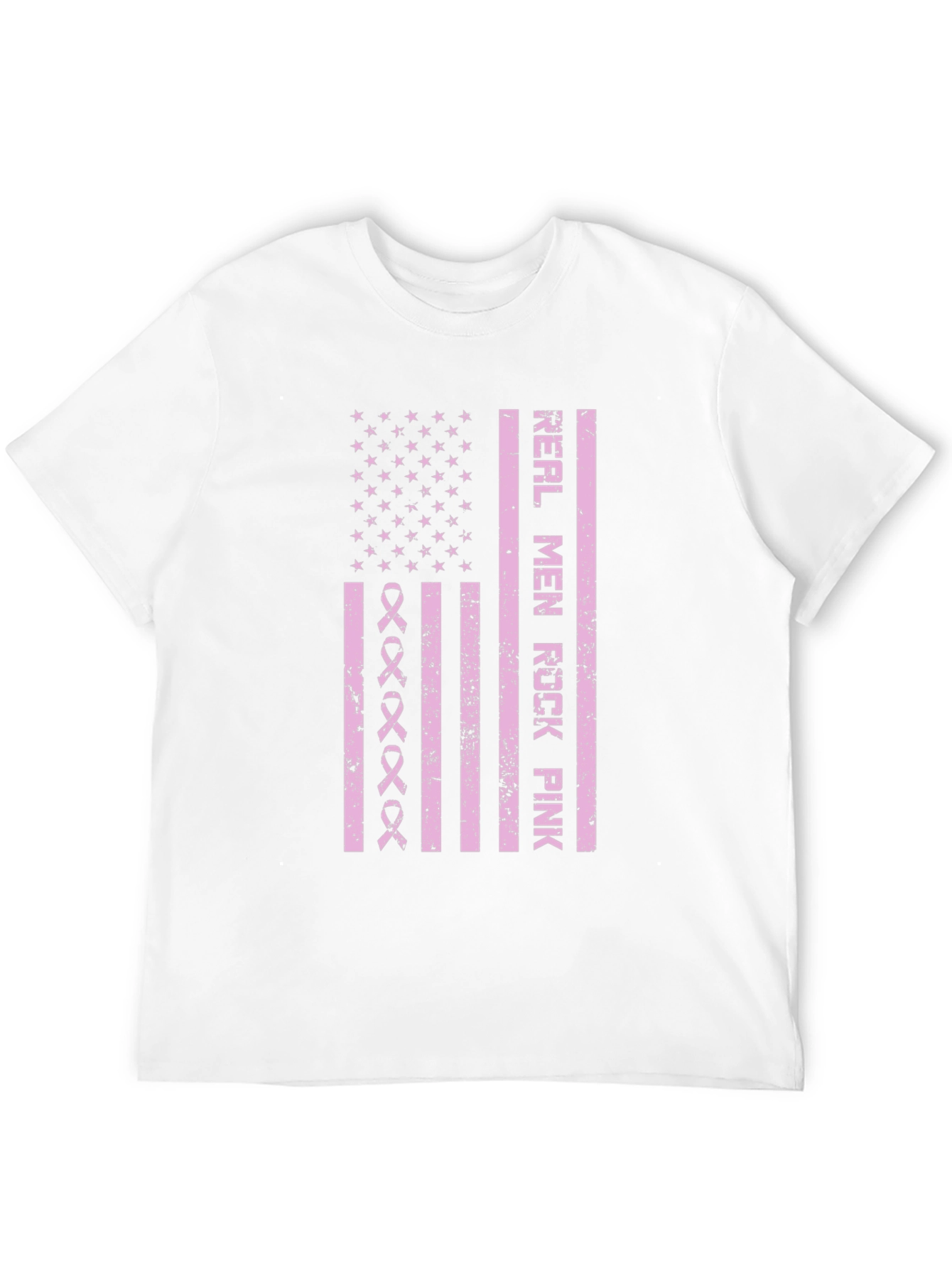Real Men Rock Pink Breast Cancer Awareness T-Shirt